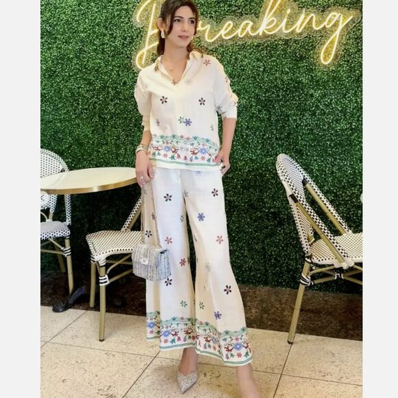 Zara Embroidered culottes white multicolor floral S M L XL NWT - Picture 7 of 14